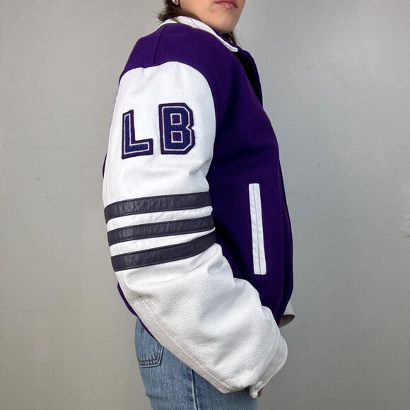 L - Purple + White Huskies HPSS Varsity Jacket - Picture 4 of 8